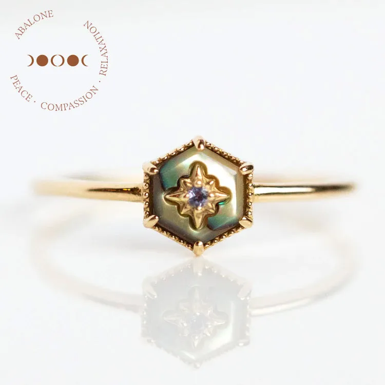 Solid Gold Crystal Ring for Manifestation