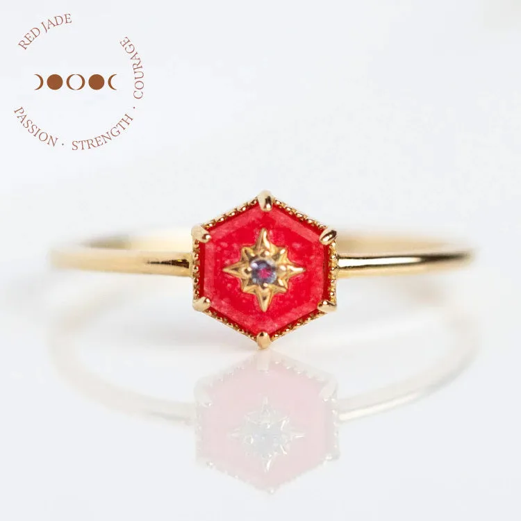 Solid Gold Crystal Ring for Manifestation