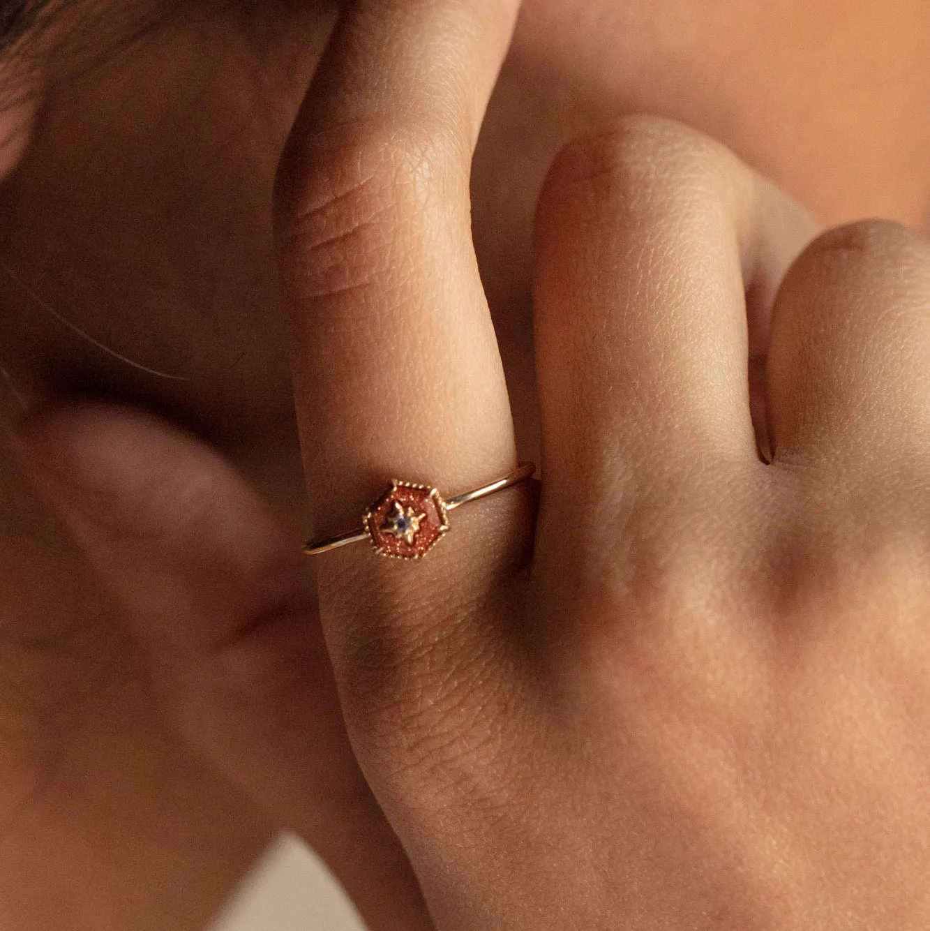 Solid Gold Crystal Ring for Manifestation