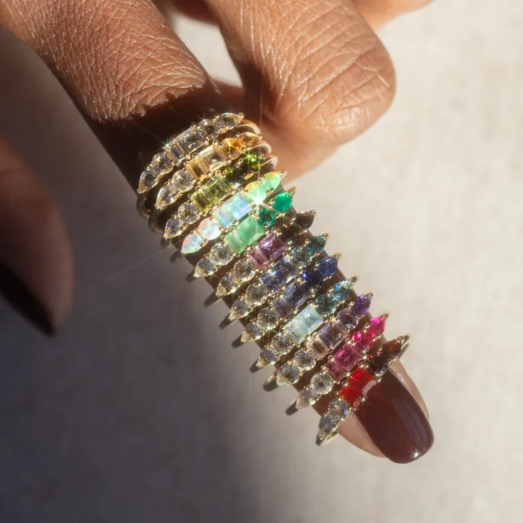 Solid Gold Modern Ombre Birthstone Ring