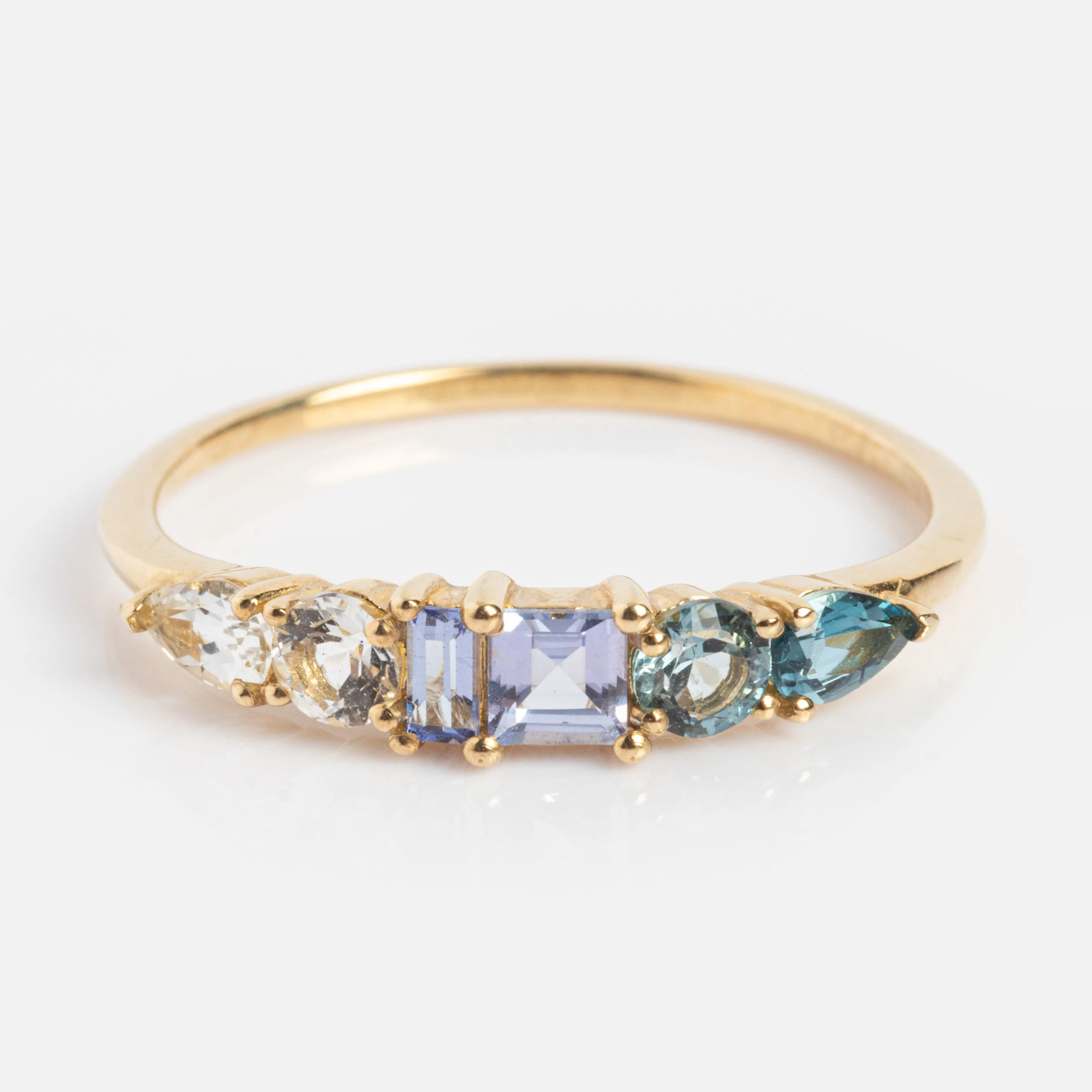 Solid Gold Modern Ombre Birthstone Ring