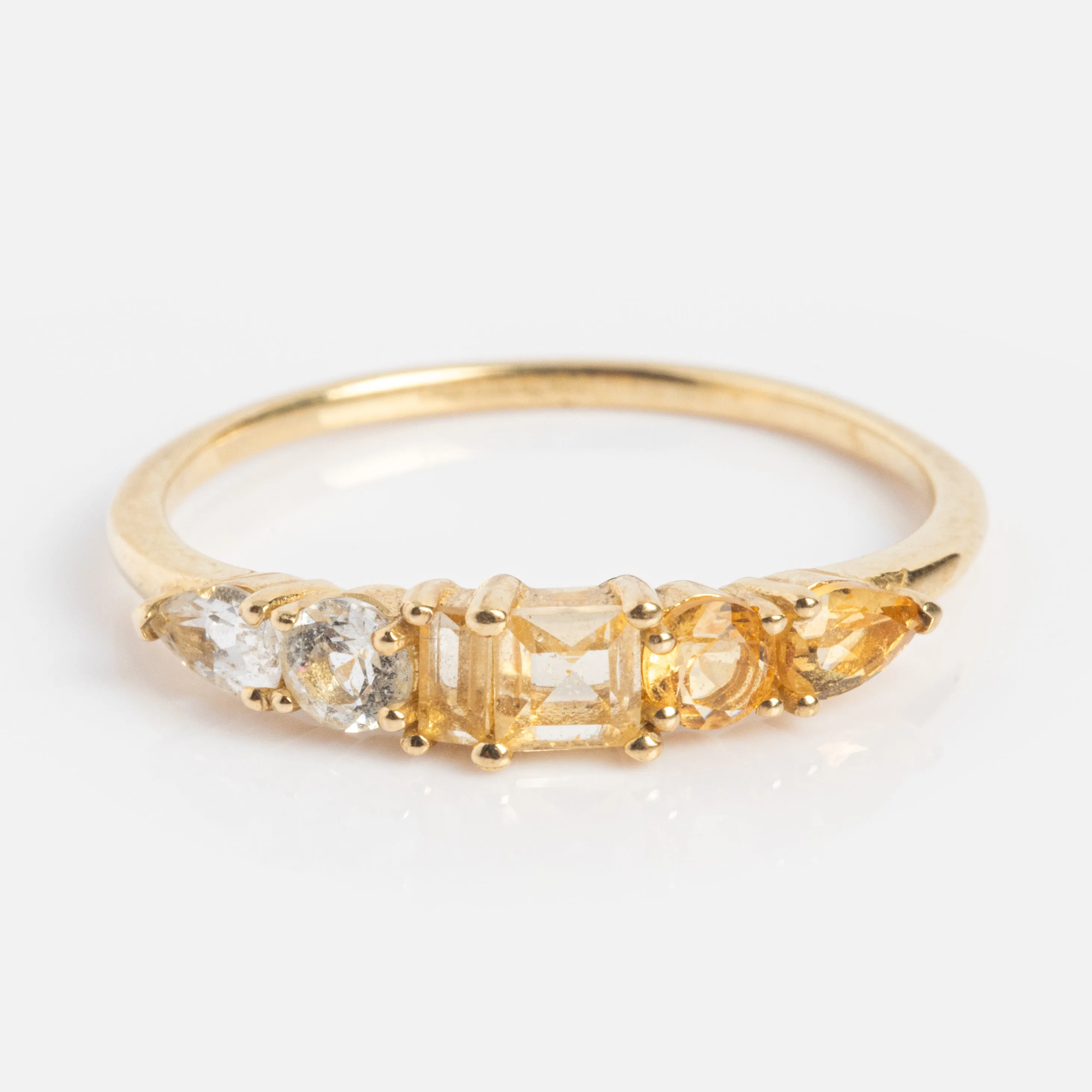 Solid Gold Modern Ombre Birthstone Ring