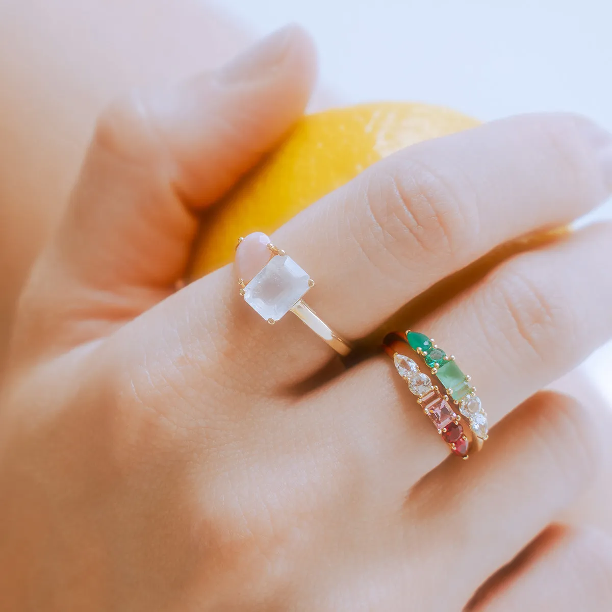 Solid Gold Modern Ombre Birthstone Ring