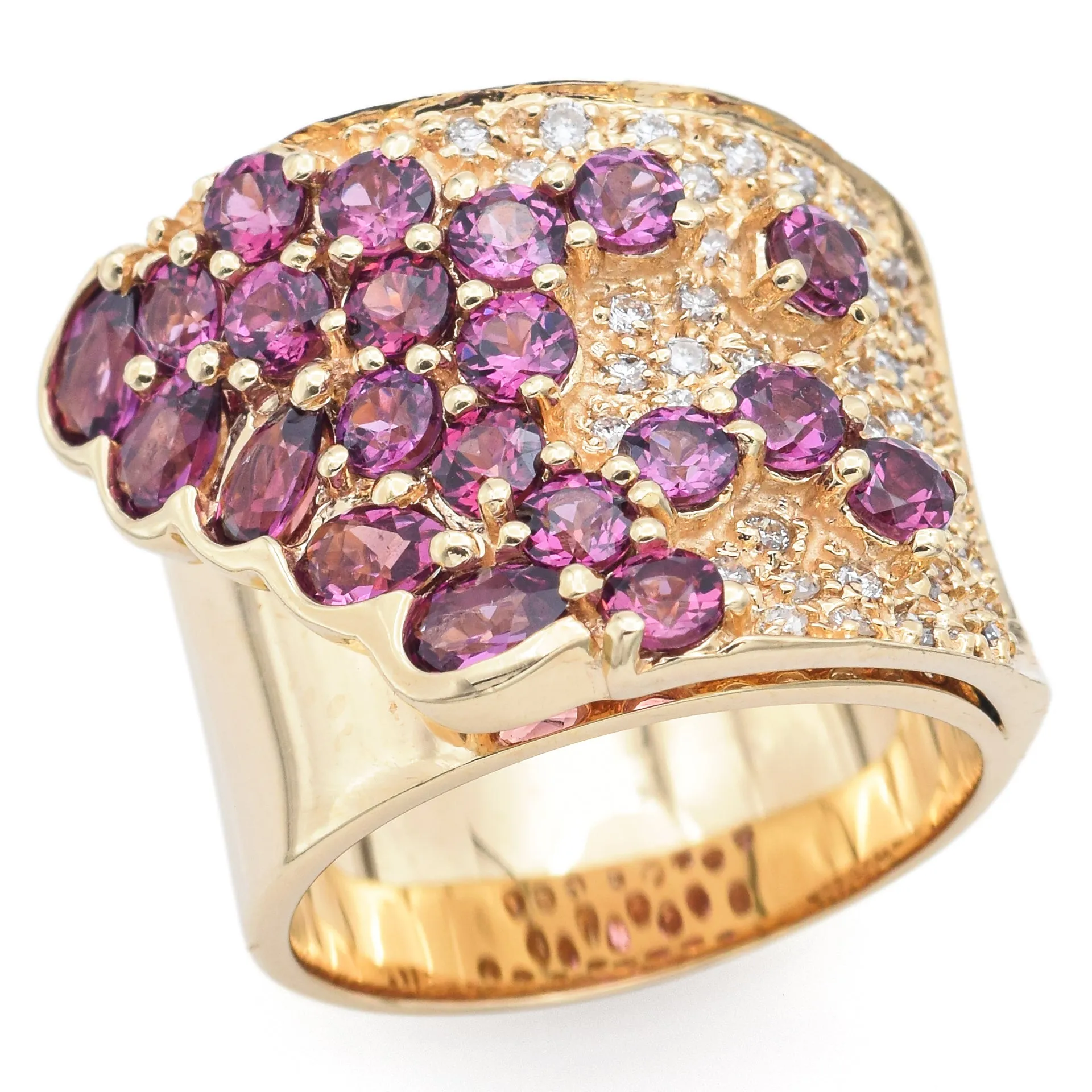 Sonia Bitton 14K Yellow Gold Rhodolite Garnet & 0.49 TCW Diamond Ring Size 7.5