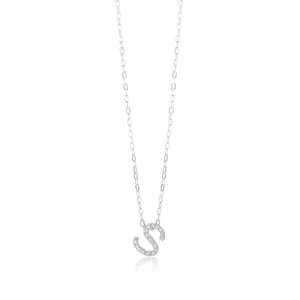 Sterling Silver Cubic Zirconia Initial "S" Pendant On 39 3cm Chain