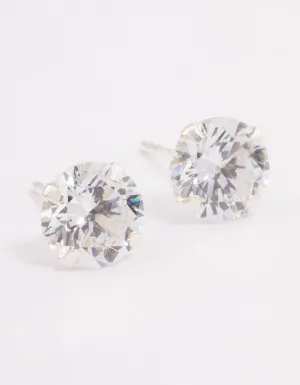 Sterling Silver Double Cubic Zirconia Stud Earrings