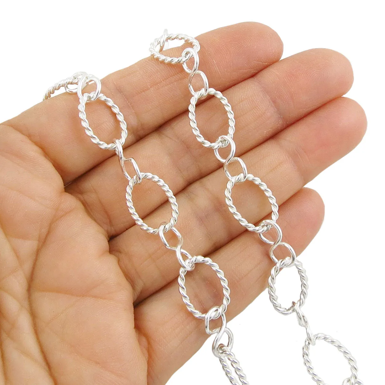 Sterling Silver Fancy Chain Necklace Long