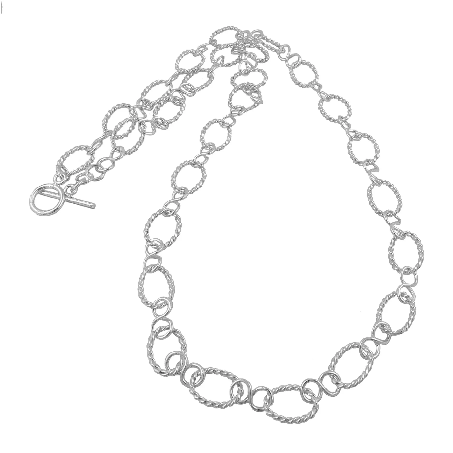 Sterling Silver Fancy Chain Necklace Long