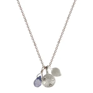 Sterling Silver Flower Trinket with Iolite Bead