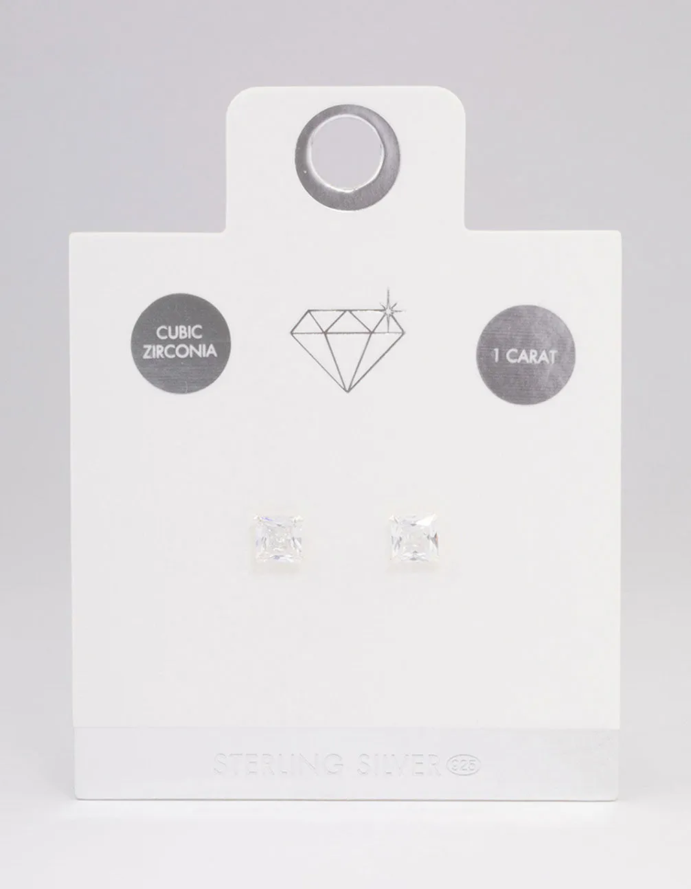 Sterling Silver Square Cubic Zirconia Stud Earrings