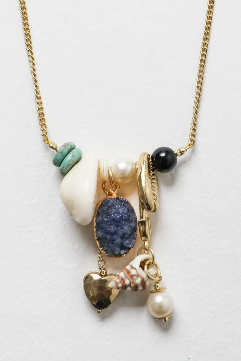 Stone Gem Charm Pendant Necklace