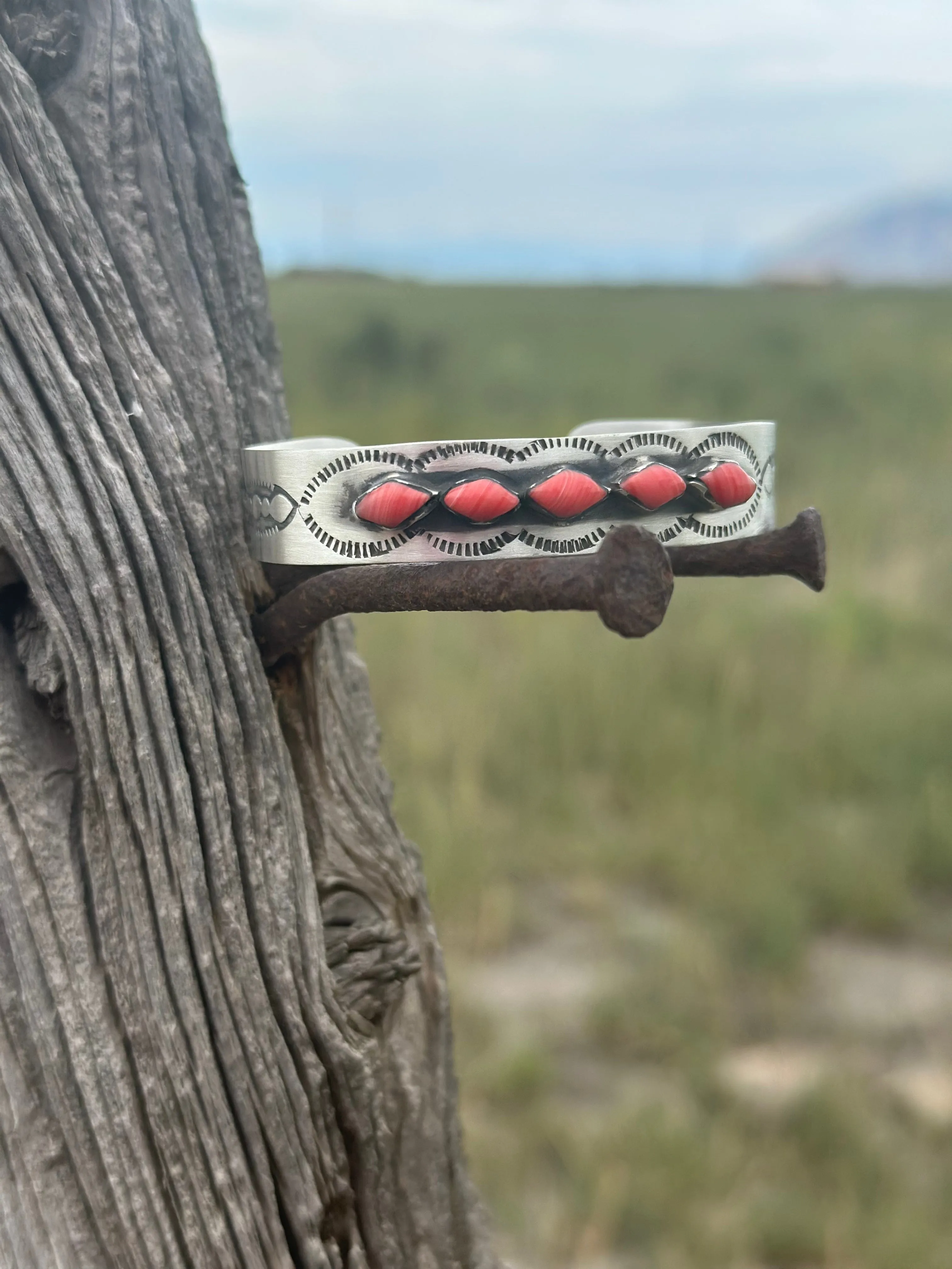 The Coulee Sterling Silver & Coral Southwest Cuff Bracelet