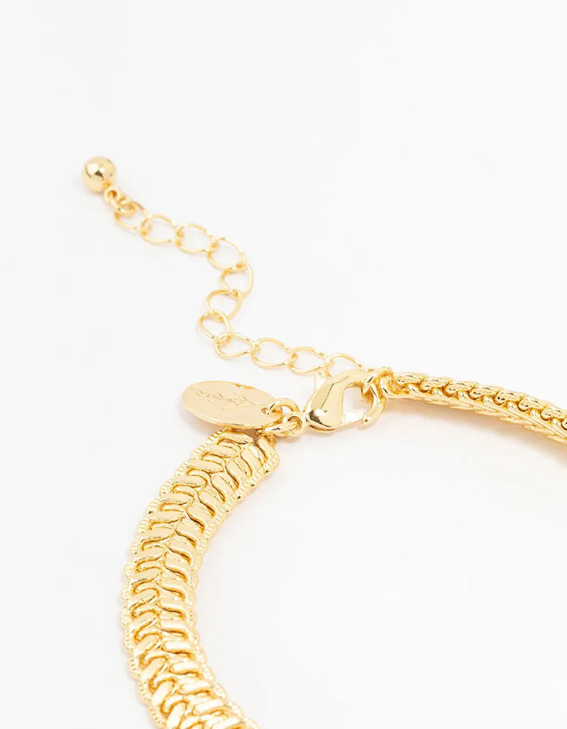 Thick Gold Plated Herringbone Bracelet