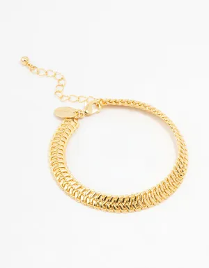 Thick Gold Plated Herringbone Bracelet