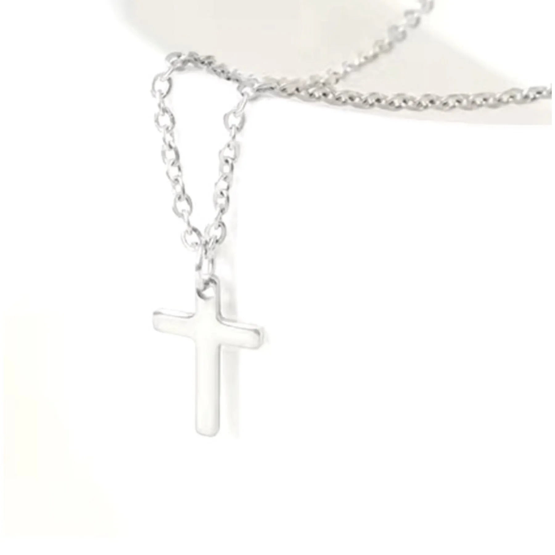 Tiny Simple Minimalist Silver Cross Necklace