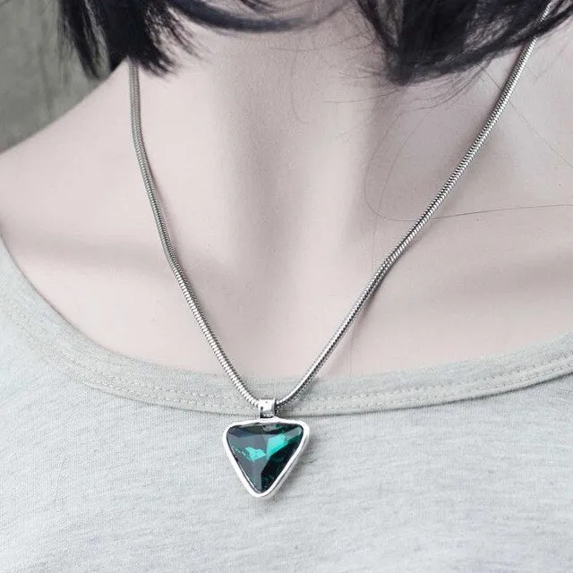 Triangular Crystal Pendant Necklace