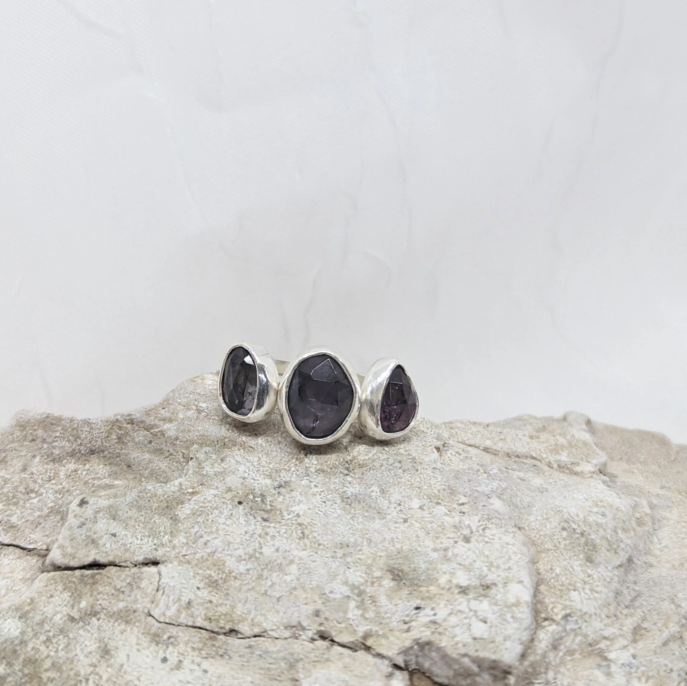 Triple Iolite Ring