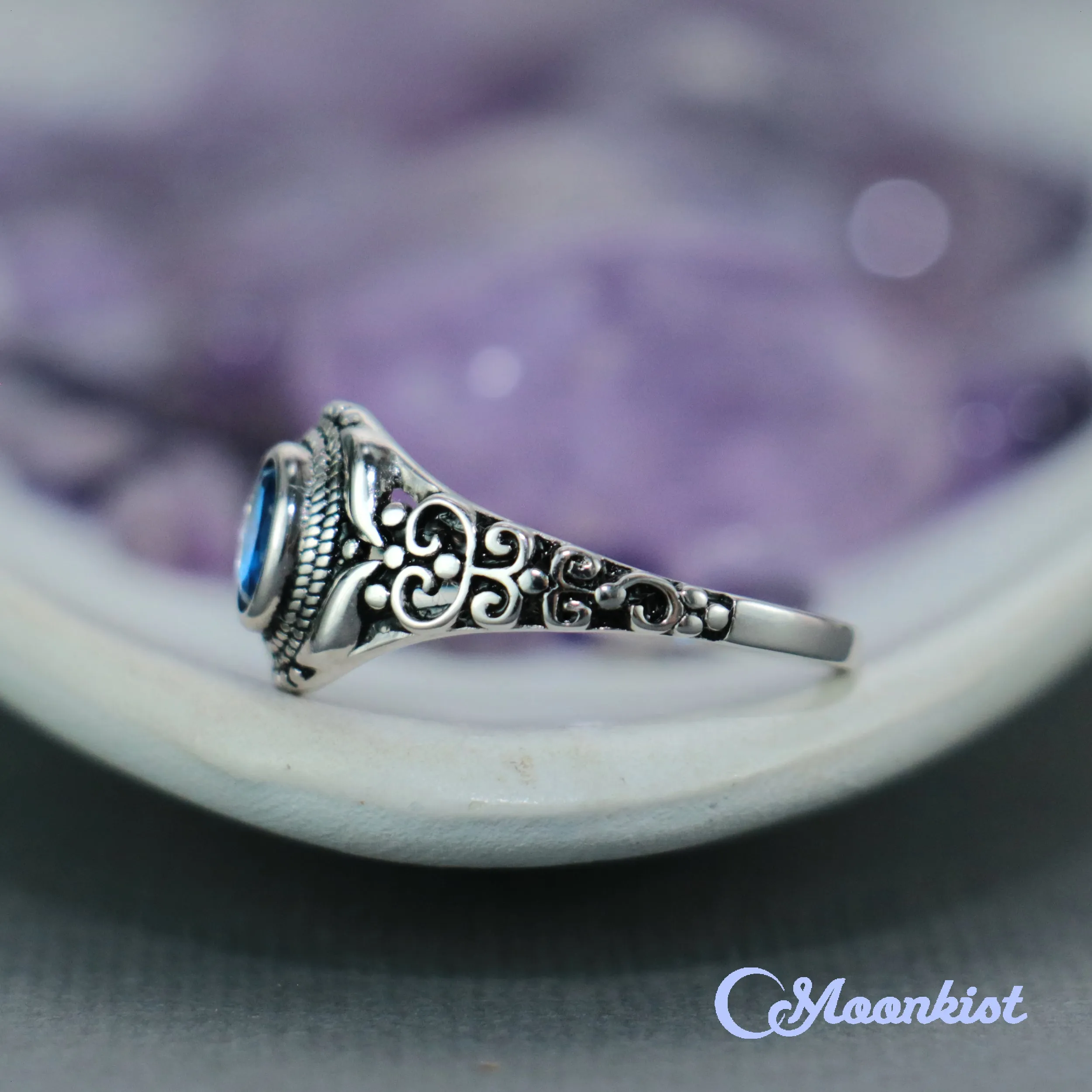 Unique Blue Cubic Zirconia Graduation Ring | Moonkist Designs