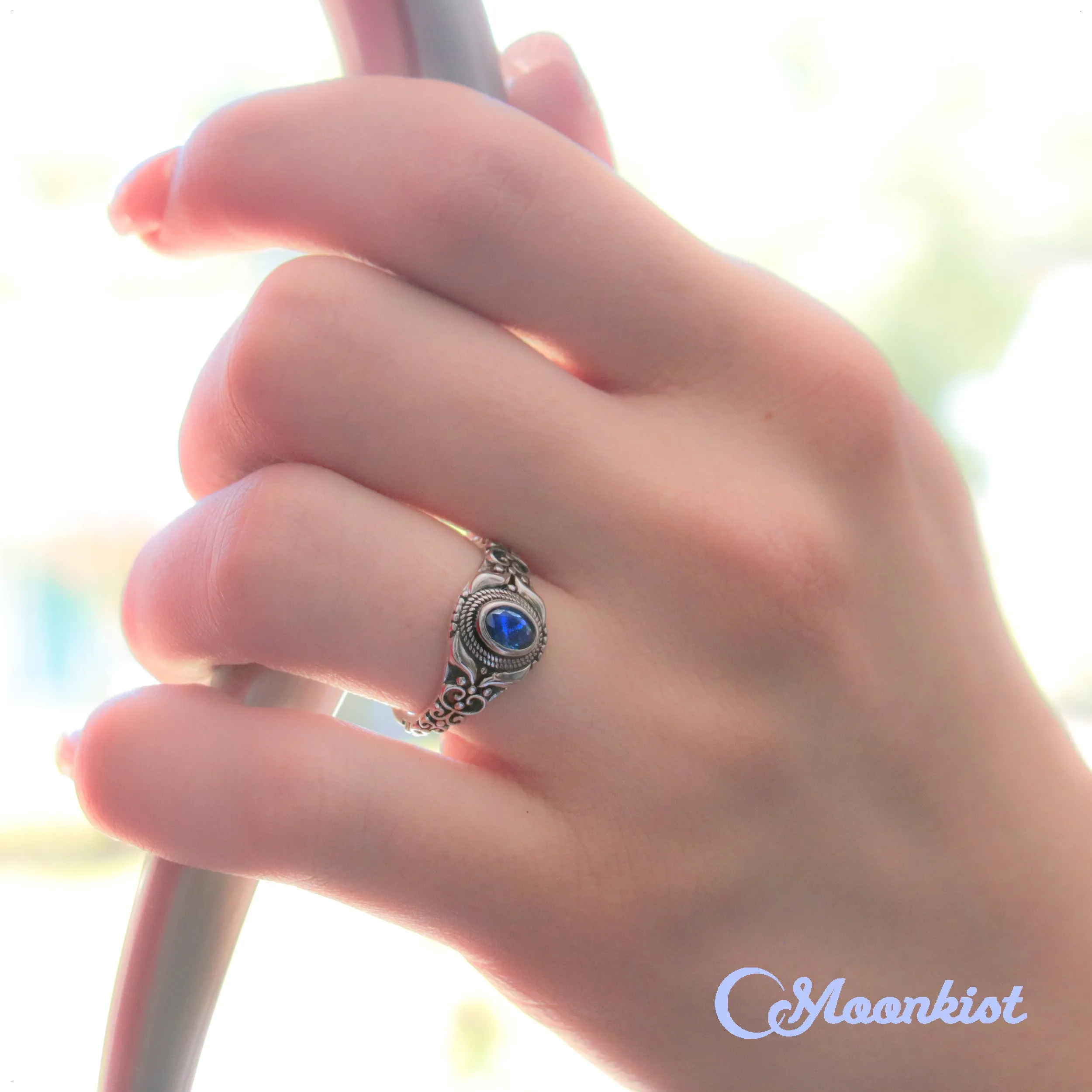 Unique Blue Cubic Zirconia Graduation Ring | Moonkist Designs