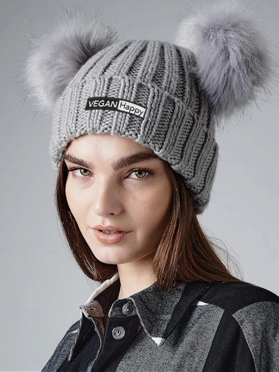 Vegan Fur Double Pom Pom Beanie | Multiple Colours