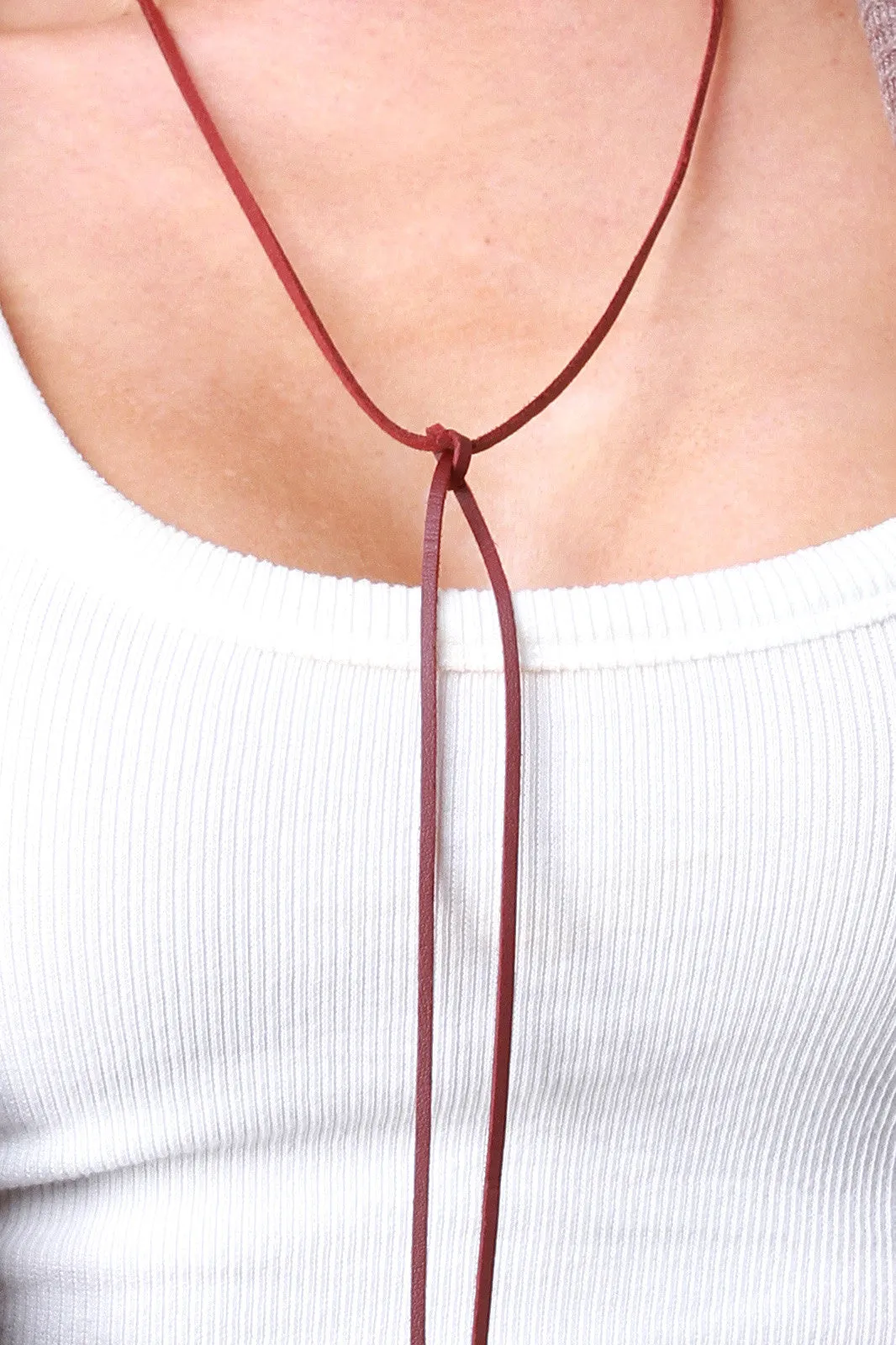 Vegan Leather Self Tie Bolo Necklace