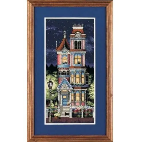 VICTORIAN CHARM, Counted Cross Stitch Kit, 18 count navy cotton Aida, DIMENSIONS (13666)