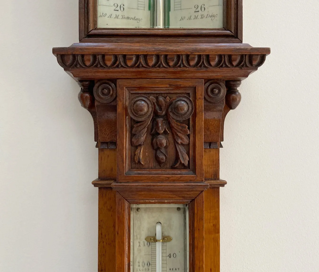 Victorian Golden Oak Stick Barometer by Alfred Apps 433 The Strand London