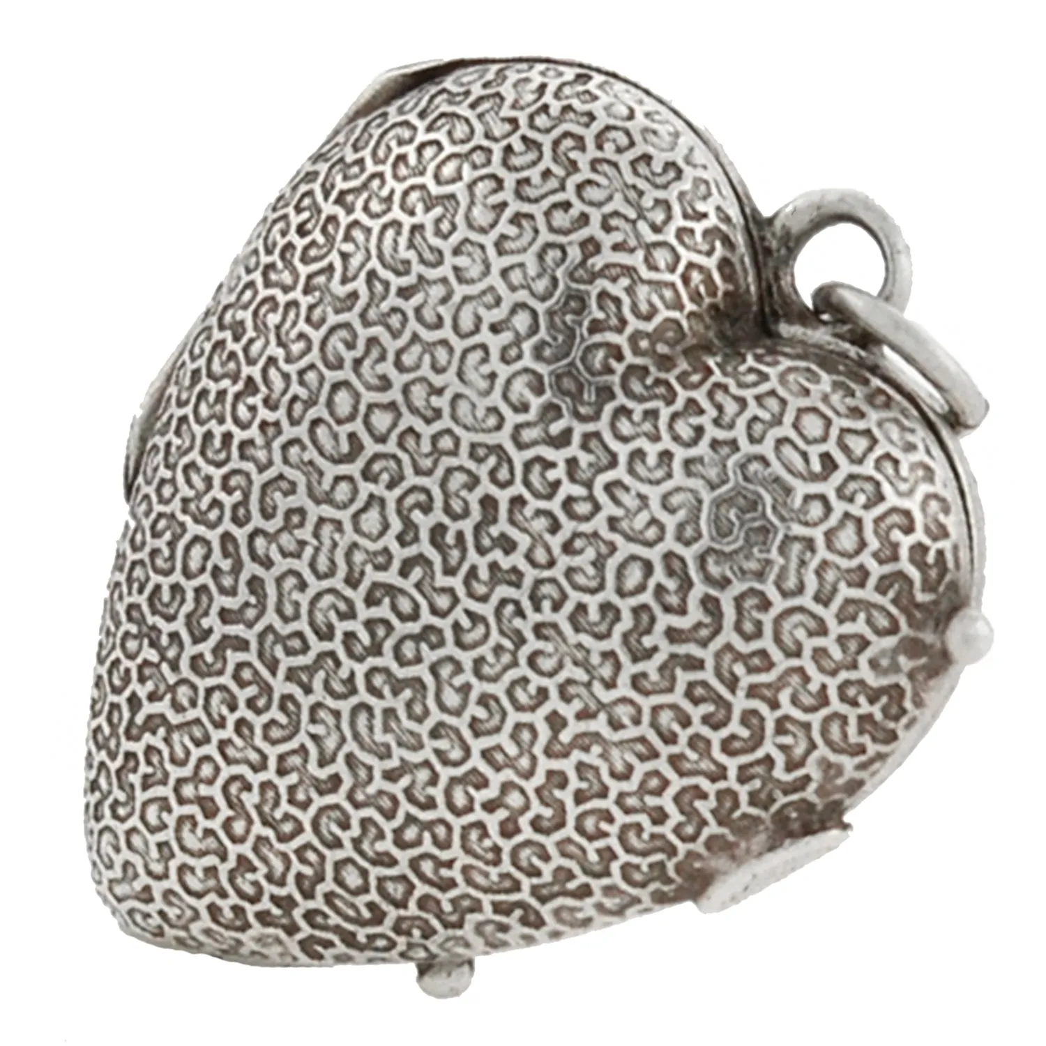 Victorian Sterling Silver Textured Puffy Heart Locket