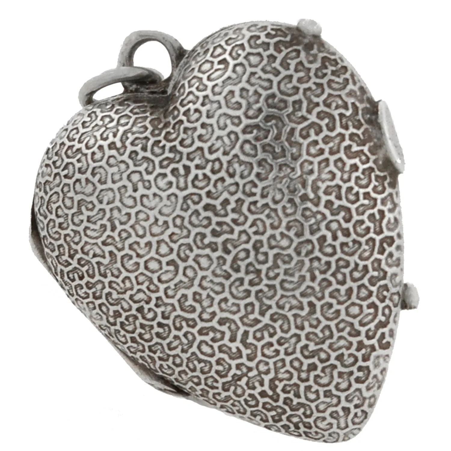 Victorian Sterling Silver Textured Puffy Heart Locket