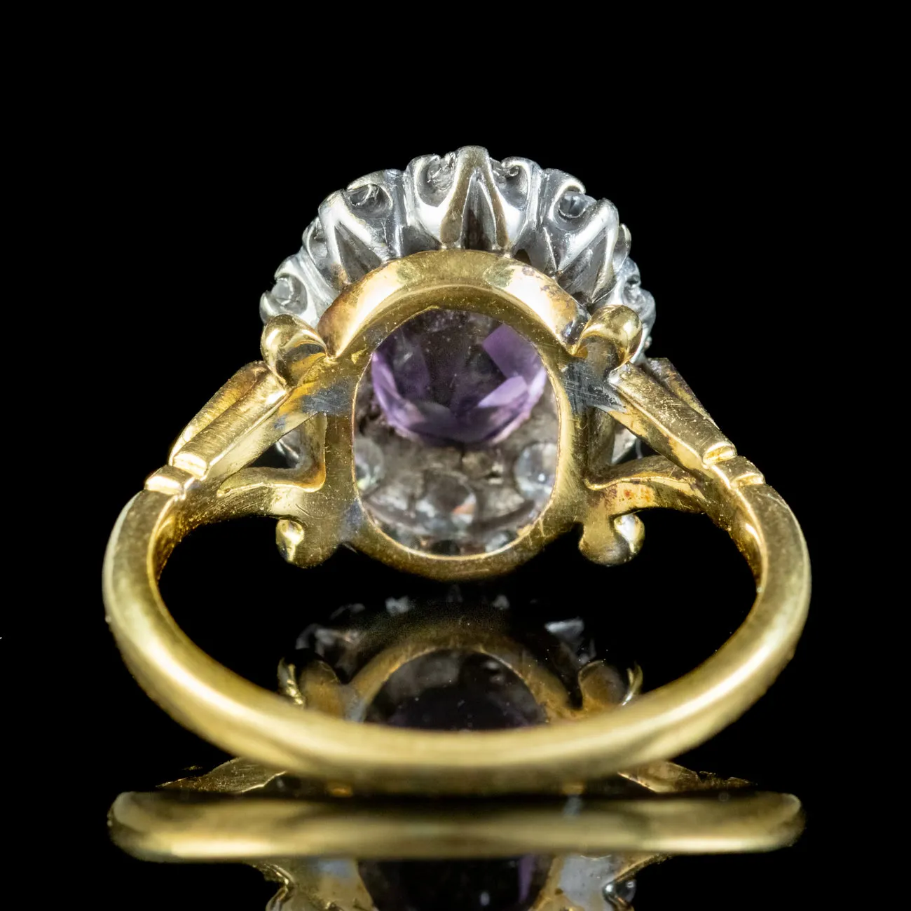 Vintage Amethyst Diamond Cluster Ring Dated 1976