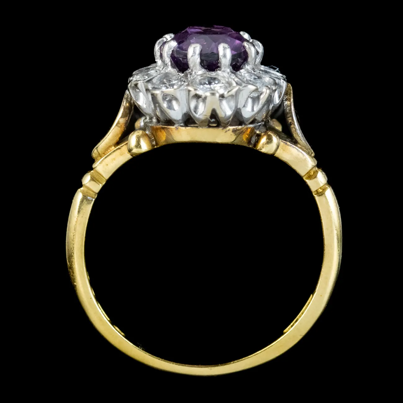 Vintage Amethyst Diamond Cluster Ring Dated 1976