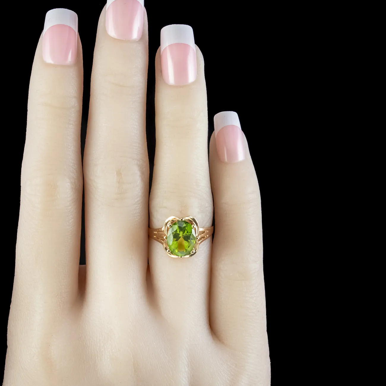 Vintage Peridot Solitaire Ring 3ct Peridot