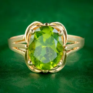 Vintage Peridot Solitaire Ring 3ct Peridot