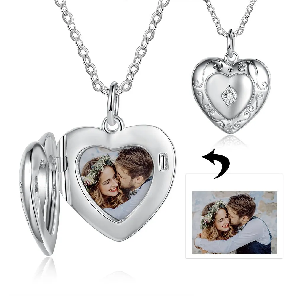 Vitage S925 Silver Necklace with Custom Photo & Engraving