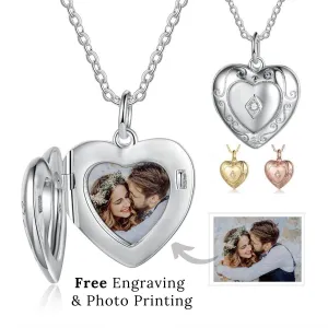 Vitage S925 Silver Necklace with Custom Photo & Engraving