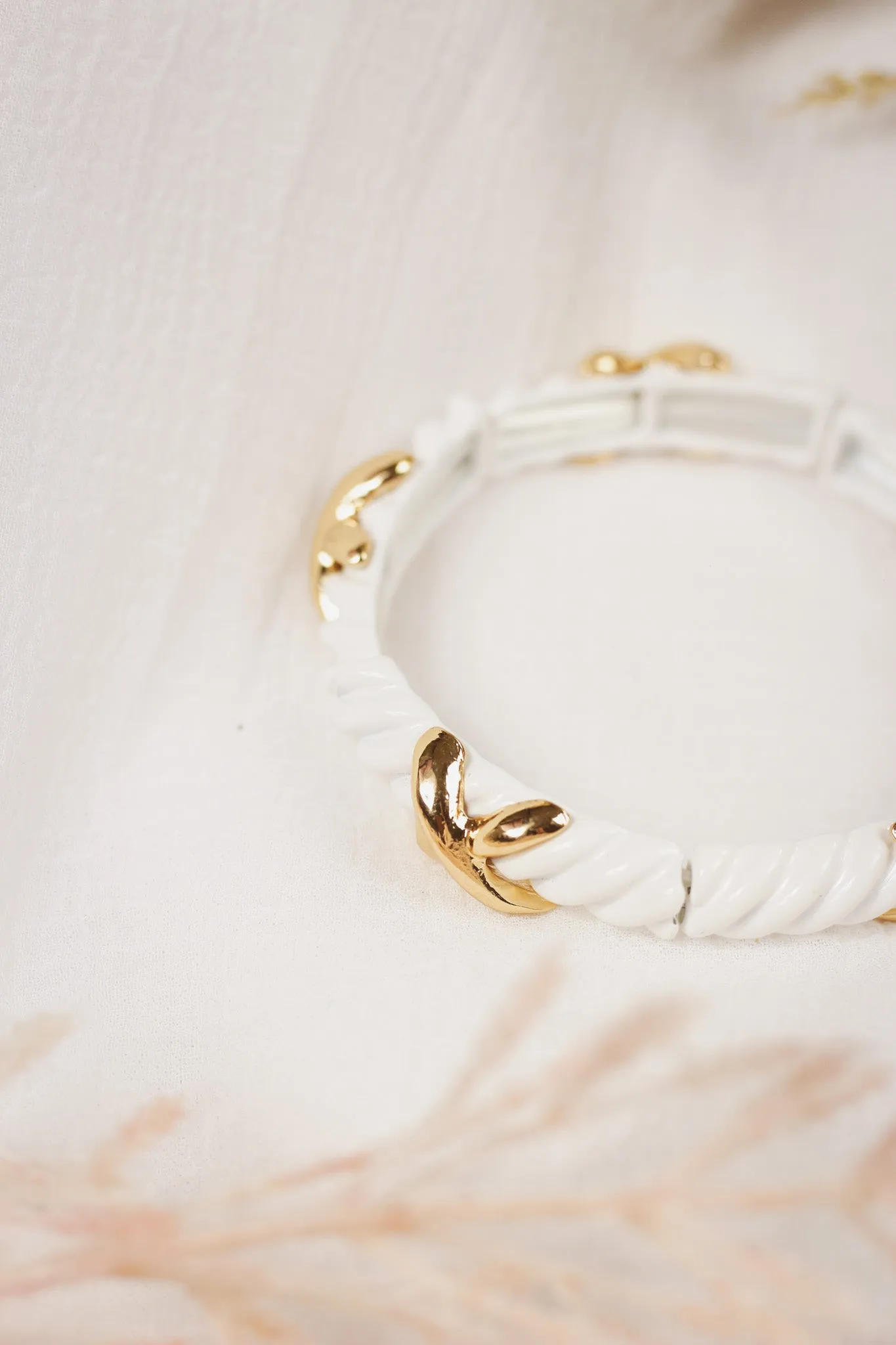 White & Gold Chunky Textured Bracelet